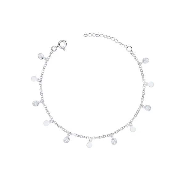 Pulseira Prata Bolinhas Lisas e com Zircônias