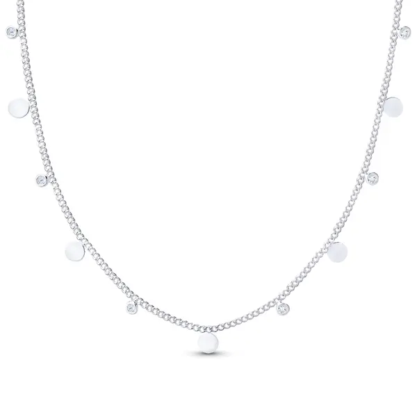 Gargantilha Prata Bolinhas Lisas e com Zircônias