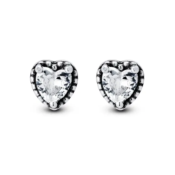 Conjunto Prata Coração Envelhecido com Zircônia