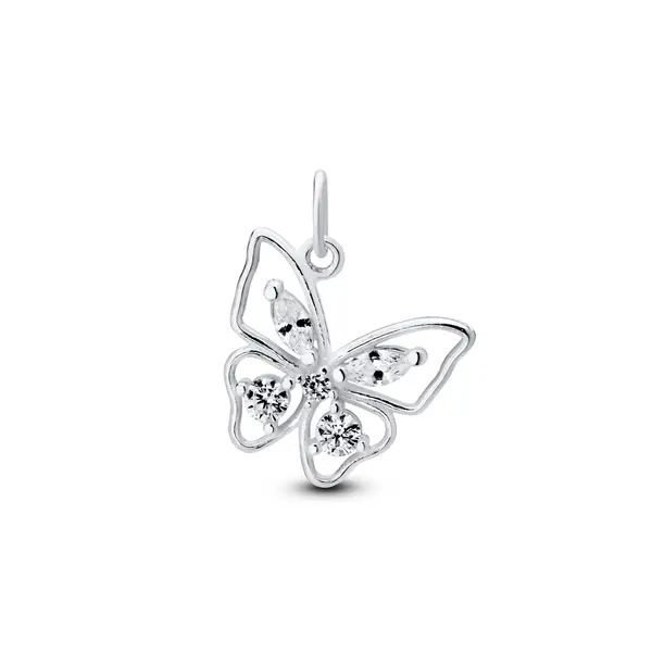 Pingente Prata Borboleta com Zircônias