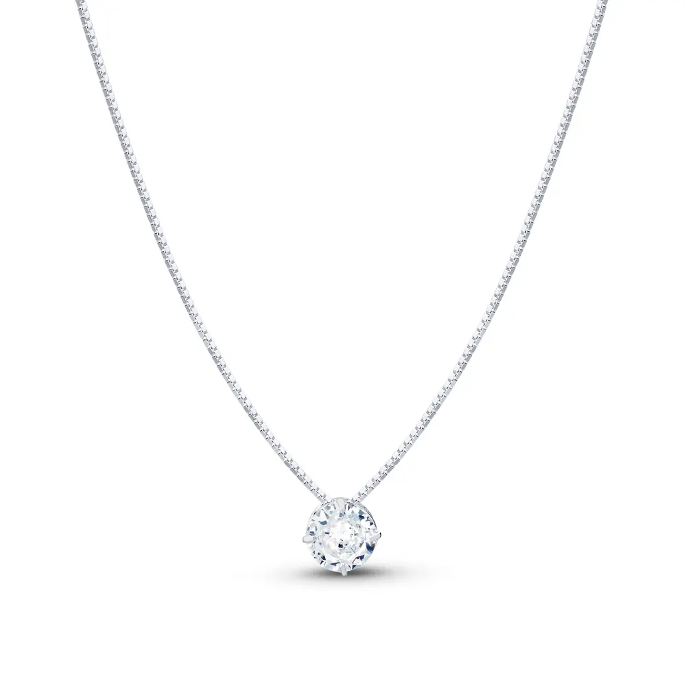 Gargantilha Prata Ponto Luz Grande Caixa Alta Redondo com Garra 45cm