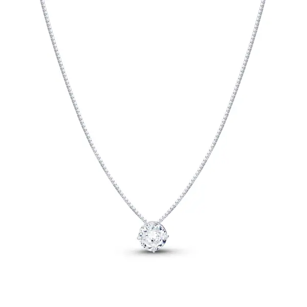 Gargantilha Prata Ponto Luz Caixa Alta Redondo com Garra 40cm