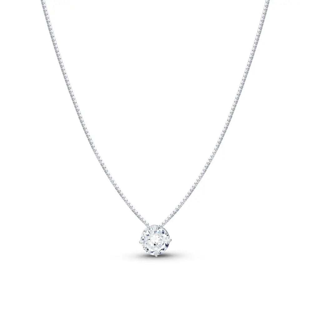 Gargantilha Prata Ponto Luz Caixa Alta Redondo com Garra 40cm