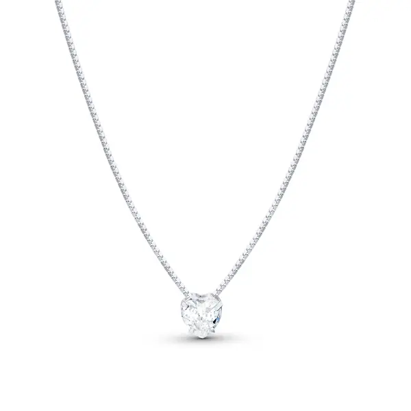 Gargantilha Prata Ponto Luz Caixa Alta Coração com Garra 40cm