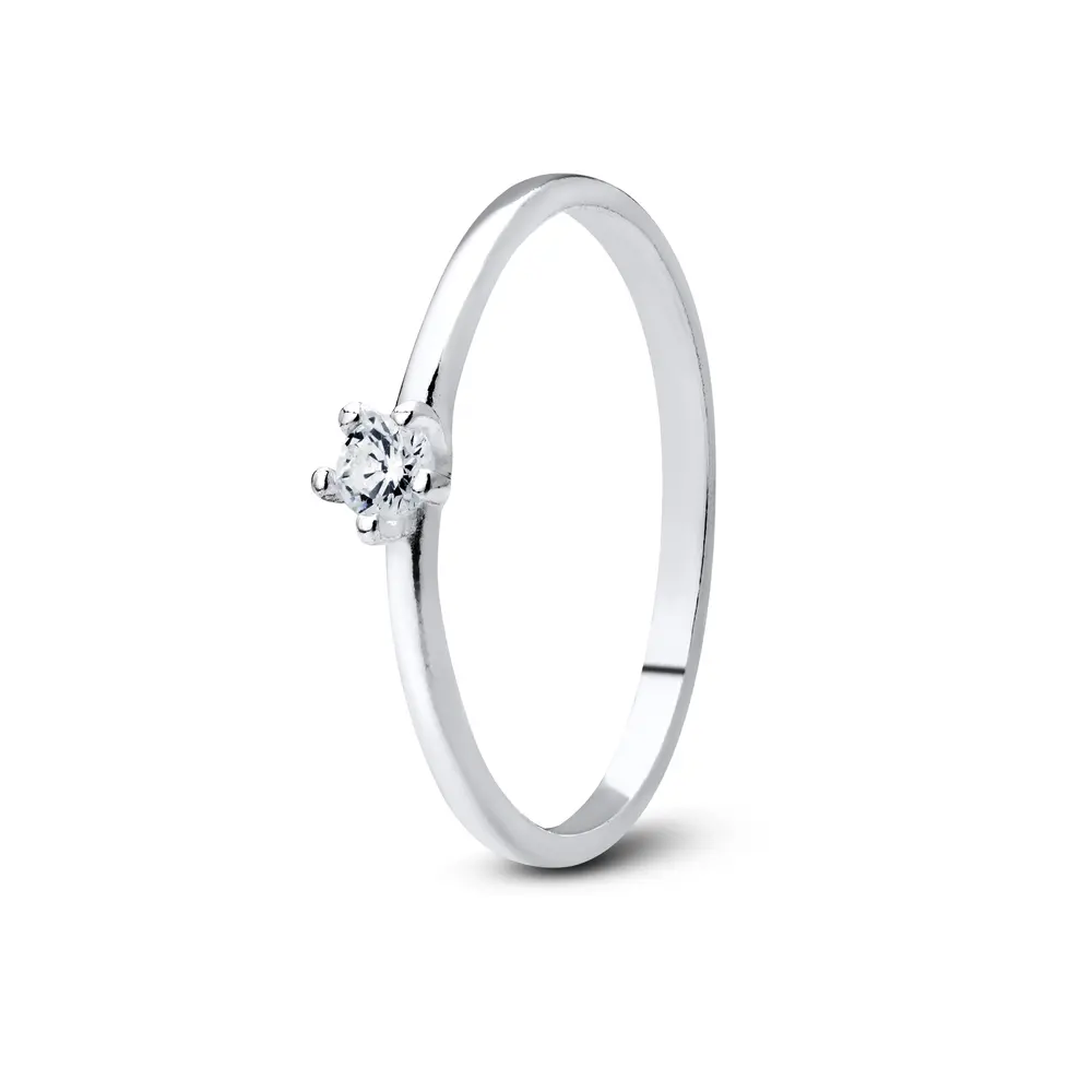 Anel Prata Solitário