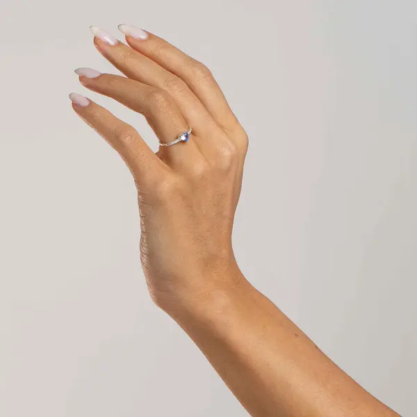 Anel Prata Solitário Coração