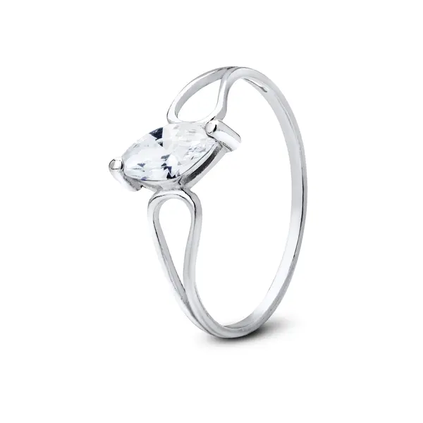 Anel Prata Solitário Navete