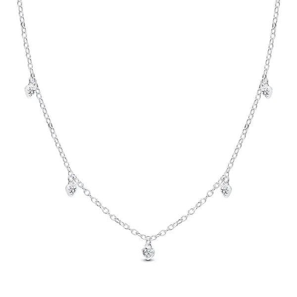 Gargantilha Prata Leve Mini Corações com Zircônias