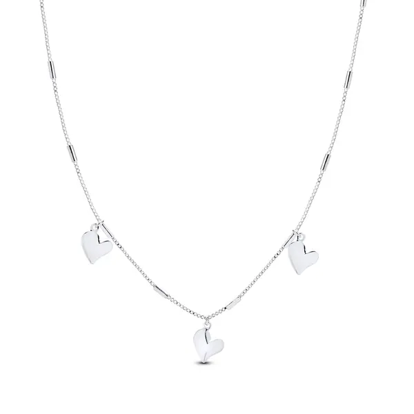 Gargantilha Prata Leve Canutilhos e Coração