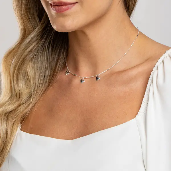 Gargantilha Prata Leve Canutilhos e Coração