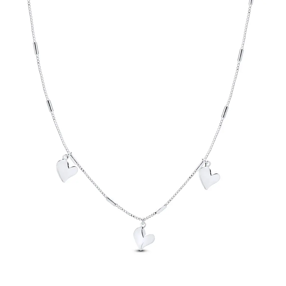 Gargantilha Prata Leve Canutilhos e Coração