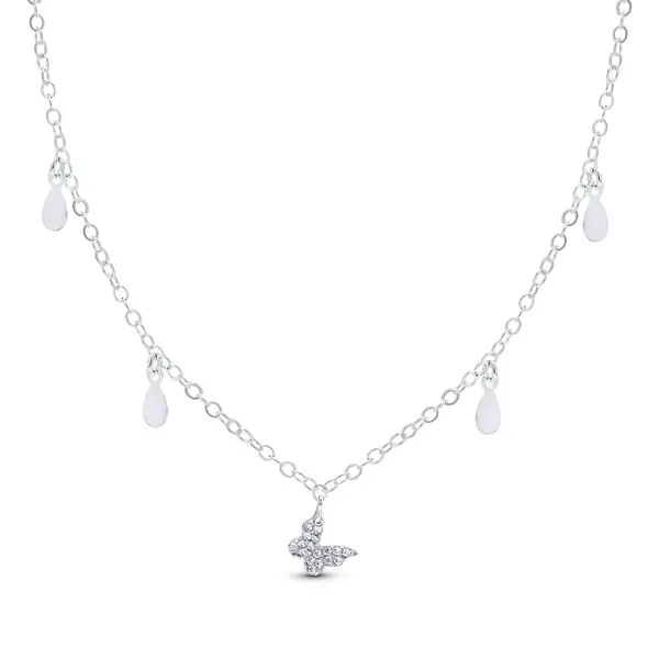 Gargantilha Prata Leve Borboleta com Zircônias