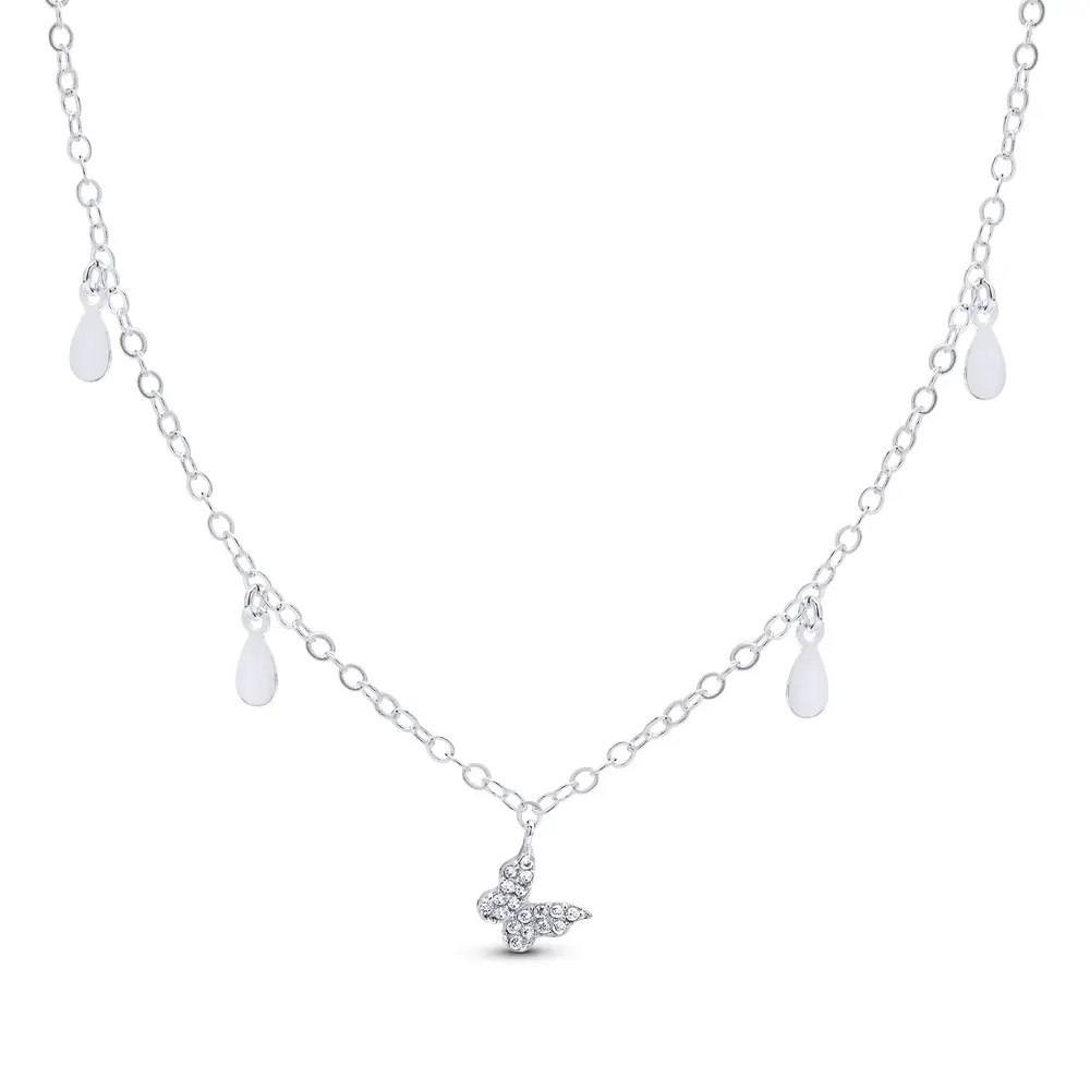 Gargantilha Prata Leve Borboleta com Zircônias