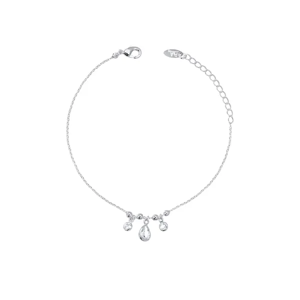 Pulseira Prata Leve Bolinhas Lisas e Zircônias