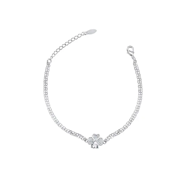 Pulseira Prata Leve Trevo Quatro Folhas