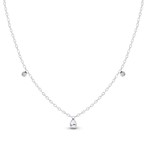 Gargantilha Prata Leve Gota e Circulo em Zircônia