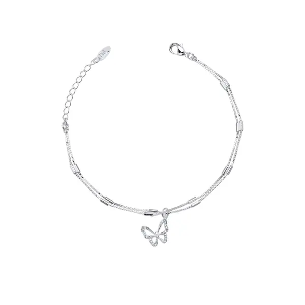 Pulseira Prata Leve Borboleta com Zircônias