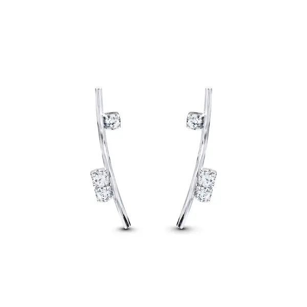 Brinco Prata Leve Fio com Zircônias