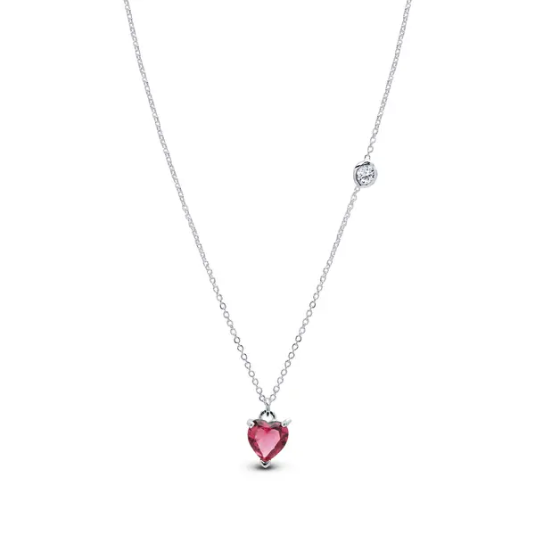 Conjunto Prata Leve Coração Pink