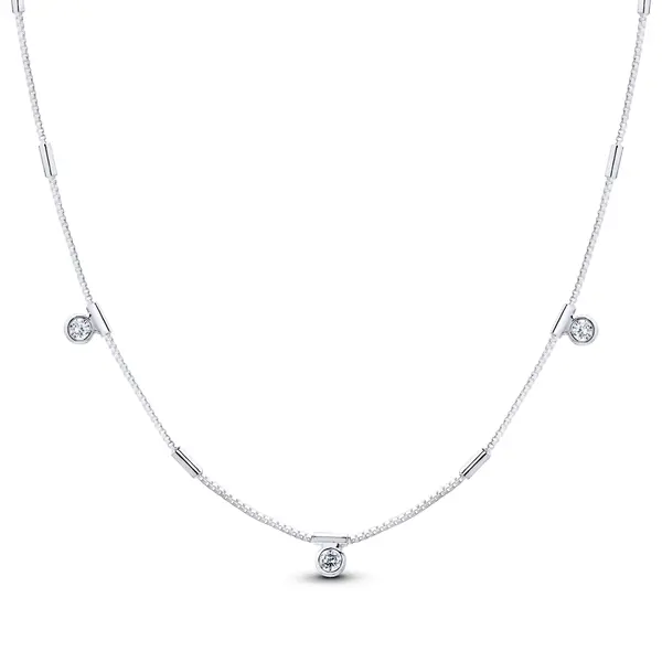 Gargantilha Prata Leve Canutilhos e Zircônias