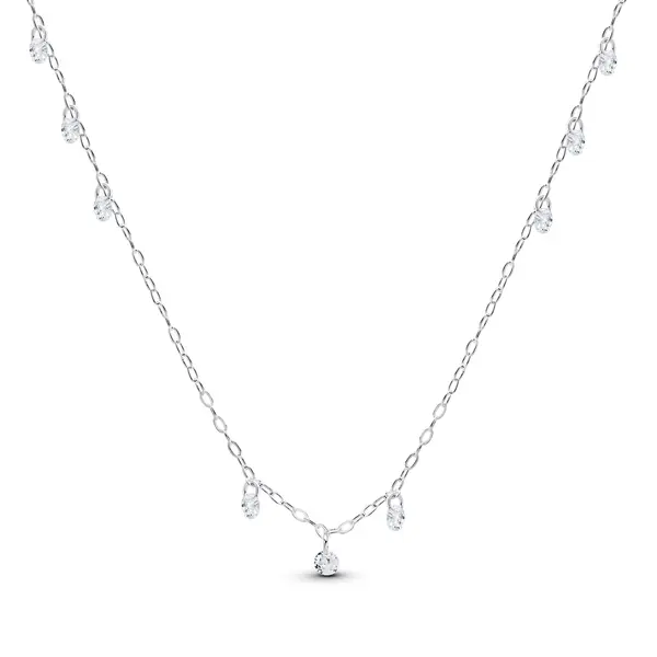 Gargantilha Prata Leve com Zircônias