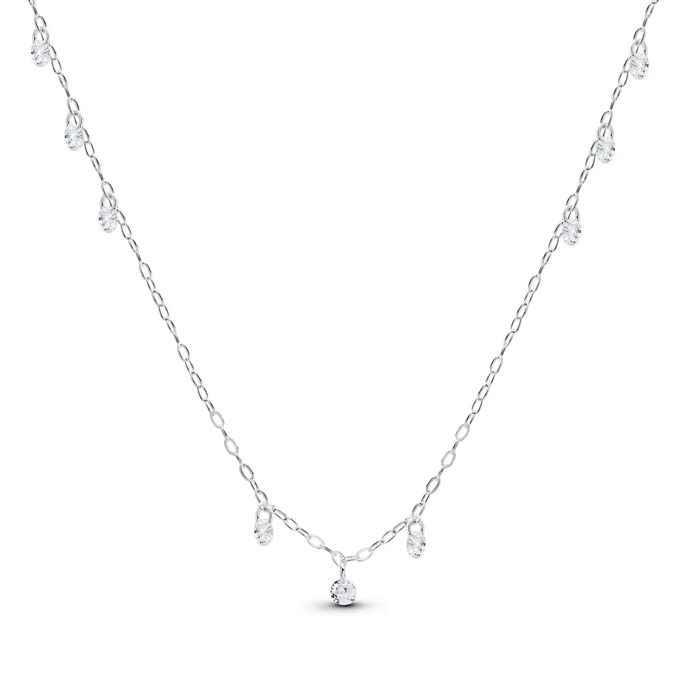 Gargantilha Prata Leve com Zircônias