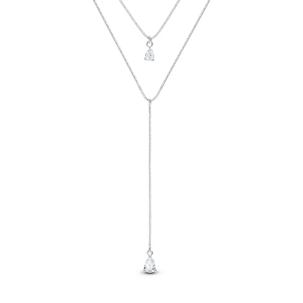 Gargantilha Prata Leve Gota em Zircônia