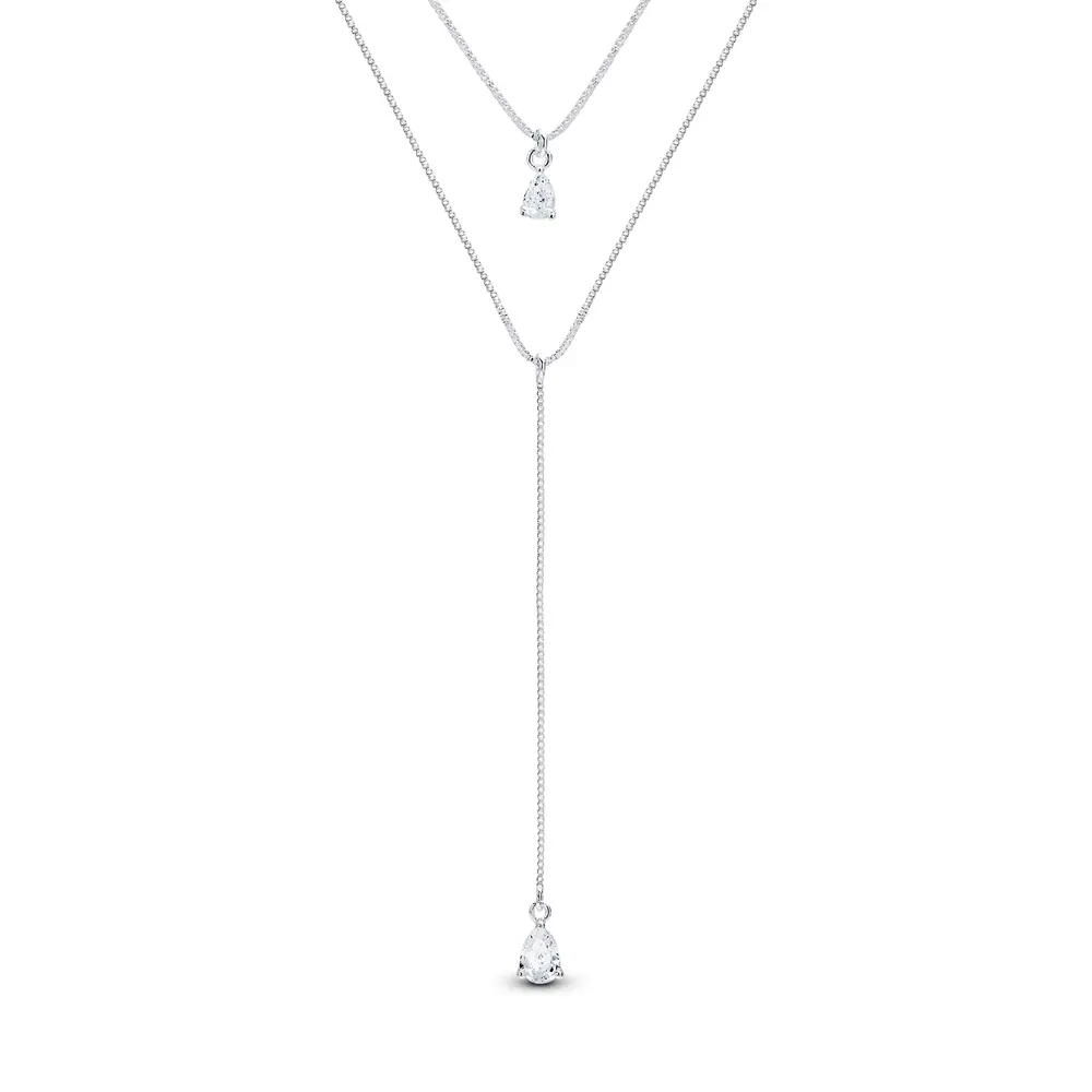 Gargantilha Prata Leve Gota em Zircônia