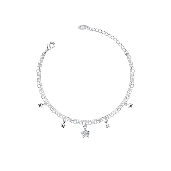 Pulseira Prata Leve Estrela com Zircônias