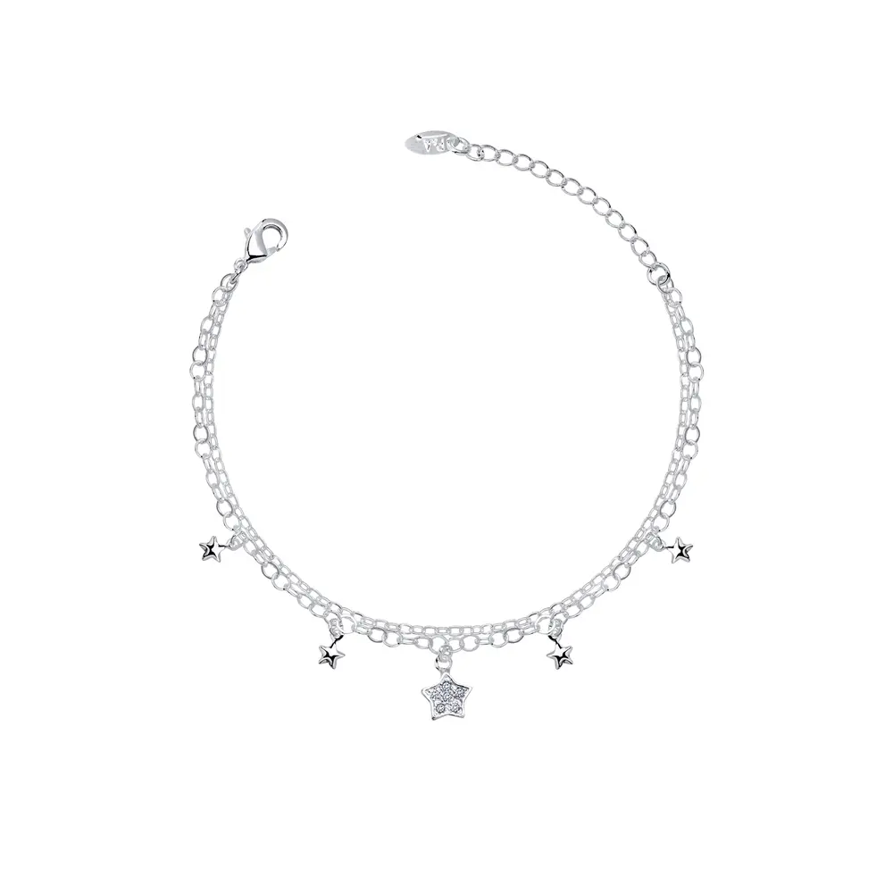 Pulseira Prata Leve Estrela com Zircônias