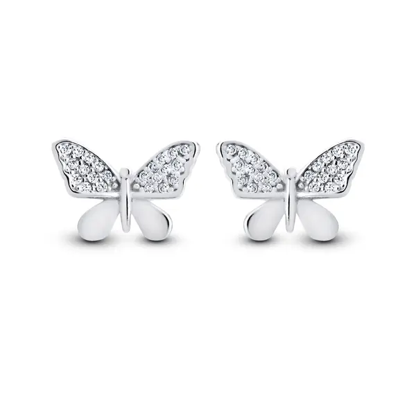 Brinco Prata Borboleta Zircônias