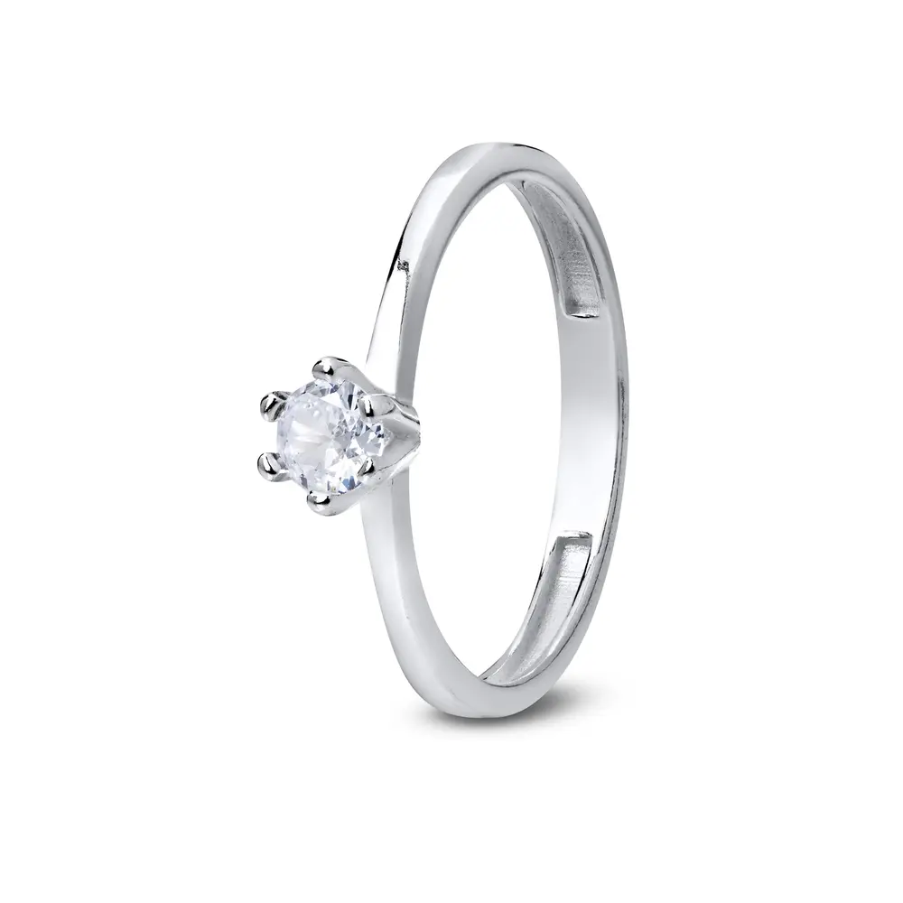 Anel Prata Solitário 6 Garras