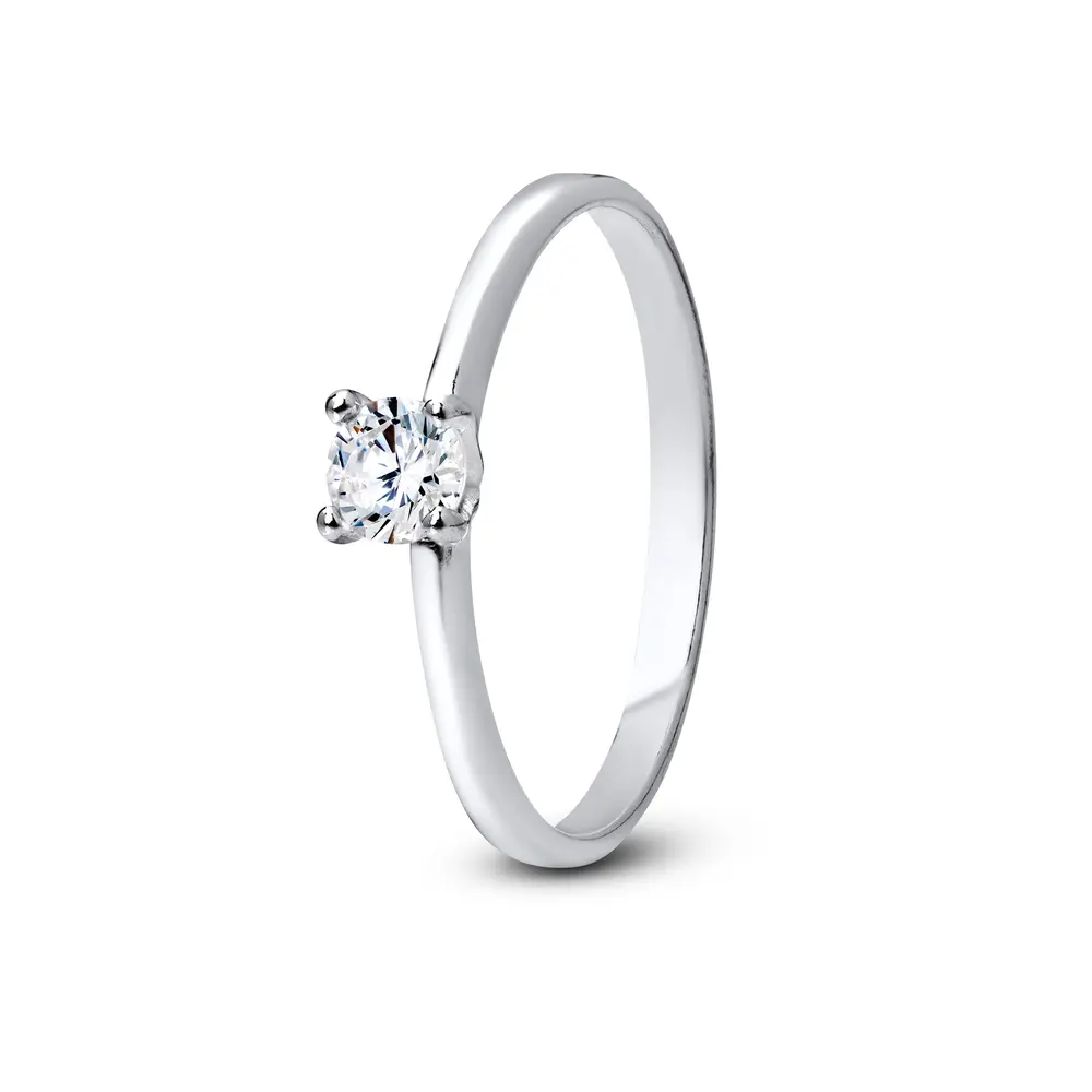 Anel Prata Solitário 4 Garras