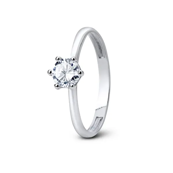 Anel Prata Solitário 6 Garras Médio