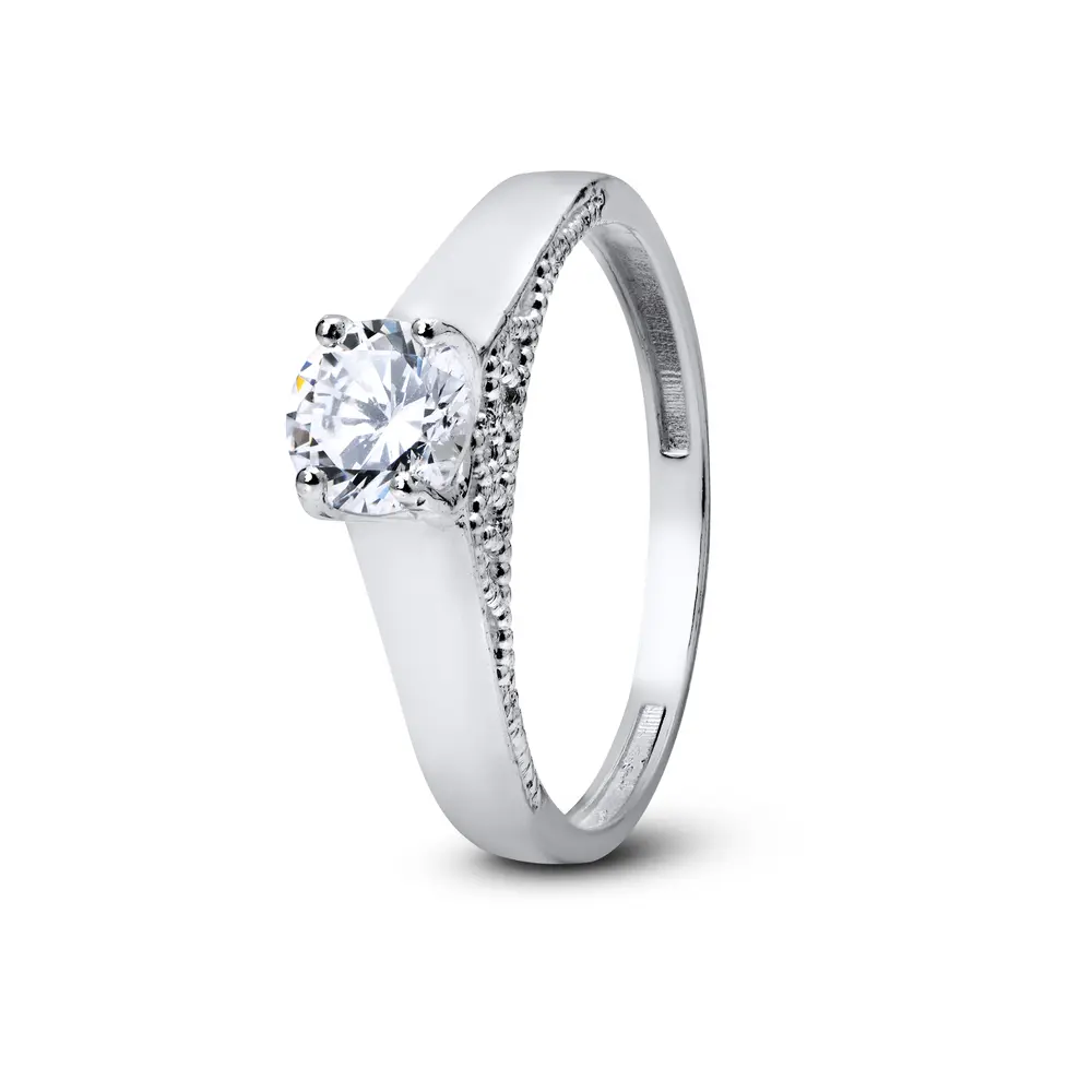 Anel Prata Solitário Trabalhado