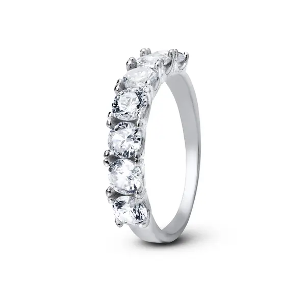 Anel Prata Meia Aliança Diva