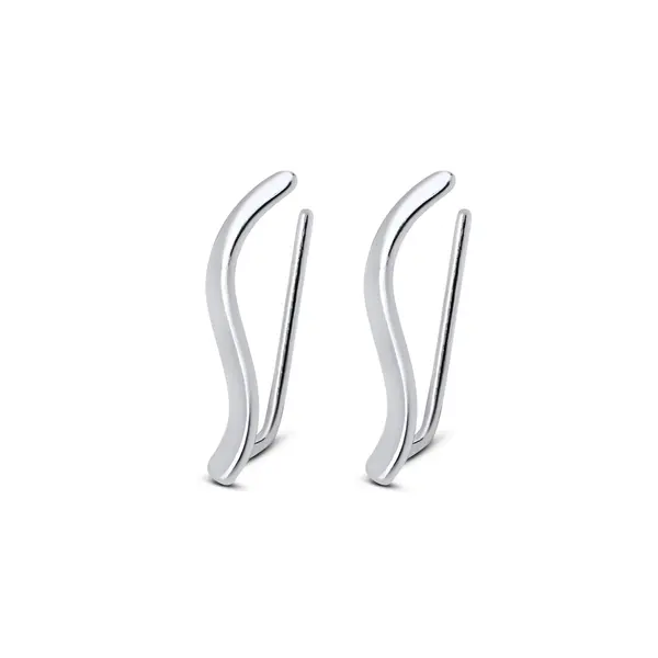 Brinco Prata Ear Cuff Ondulado