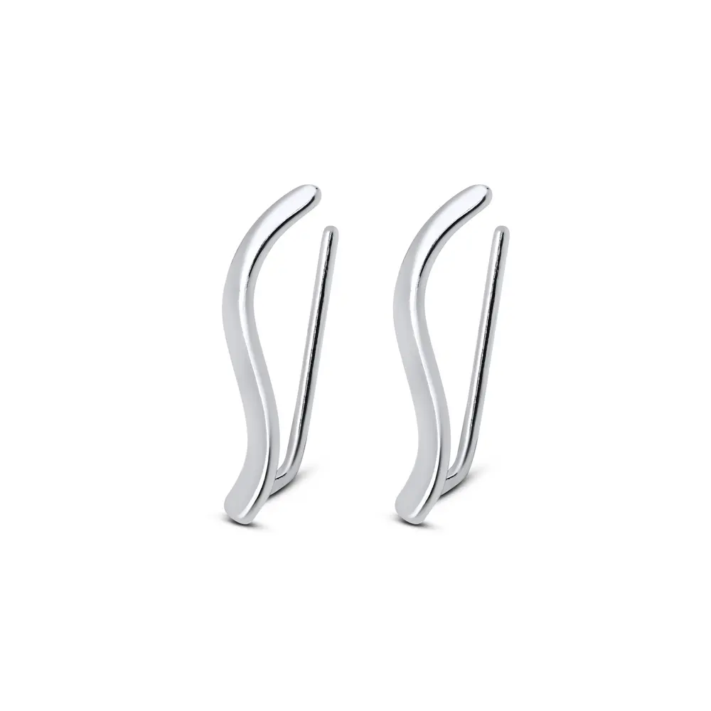 Brinco Prata Ear Cuff Ondulado