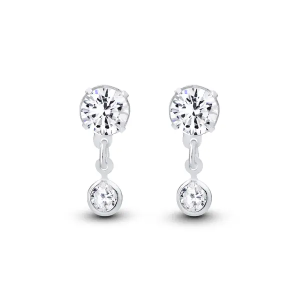 Brinco Prata Pendente Zircônia