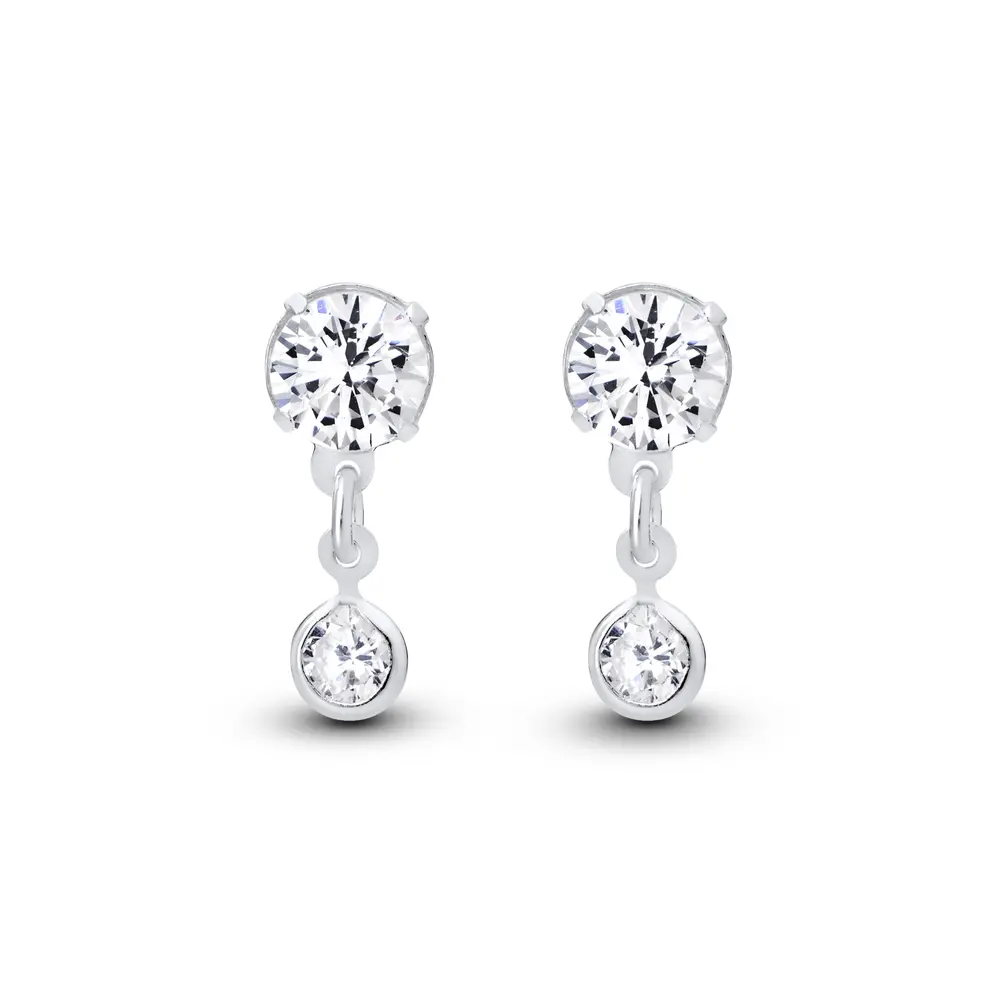 Brinco Prata Pendente Zircônia