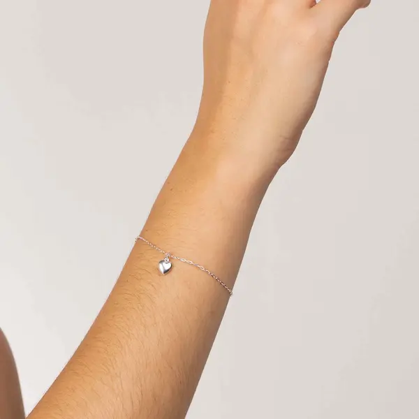 Pulseira Prata Coração Liso