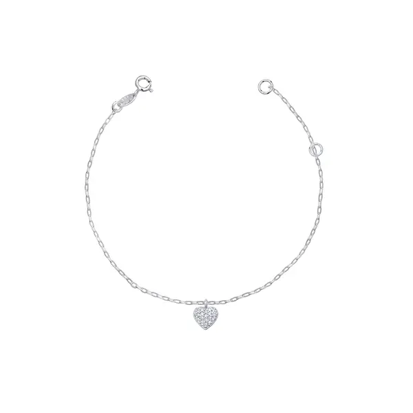 Pulseira Prata Coração com Zircônias