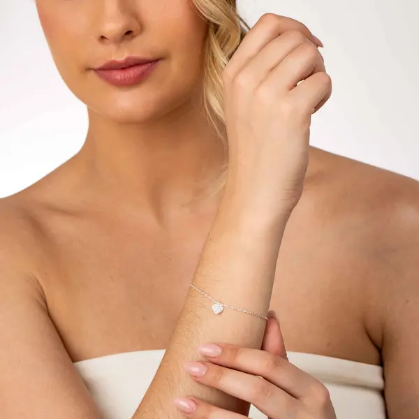 Pulseira Prata Coração com Zircônias