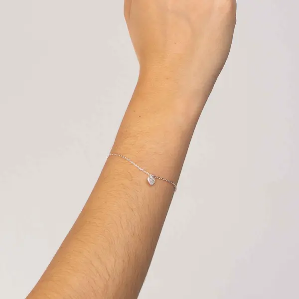 Pulseira Prata Coração com Zircônias
