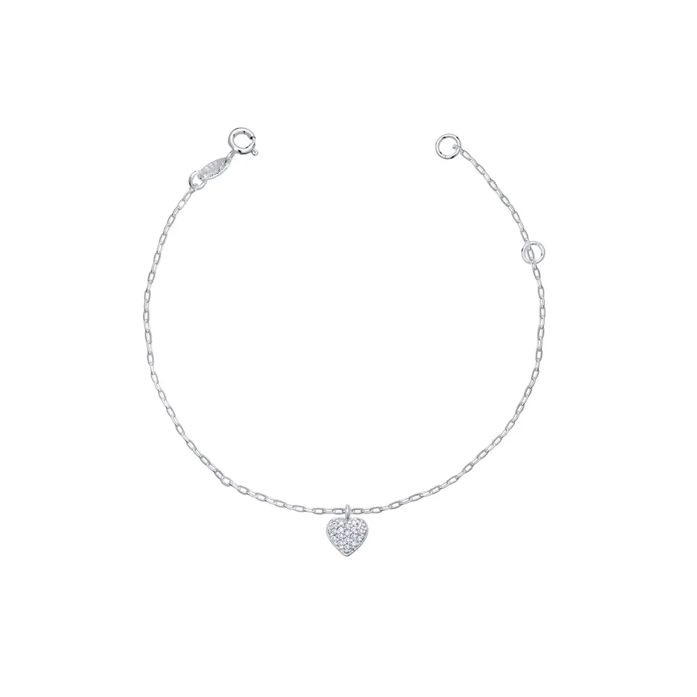 Pulseira Prata Coração com Zircônias