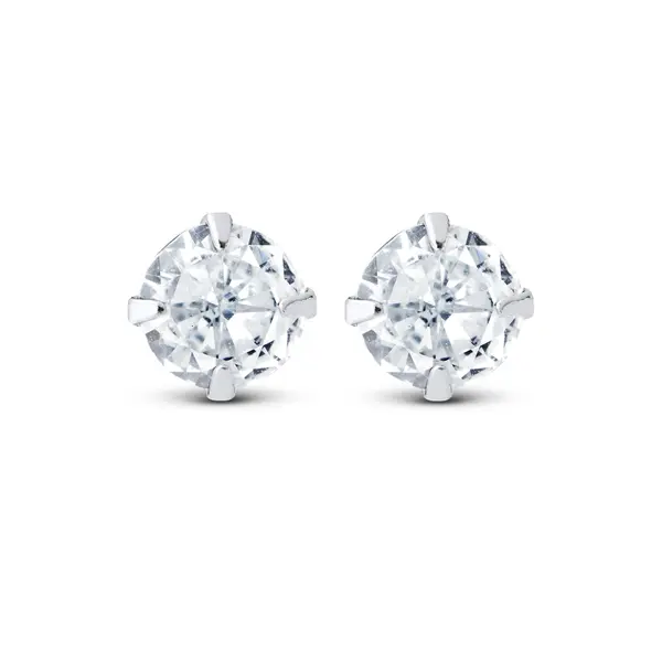 Brinco Prata Baby Infantil Zircônia Branca