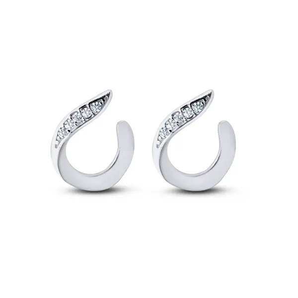 Brinco Prata Meia Círculo com Zircônias