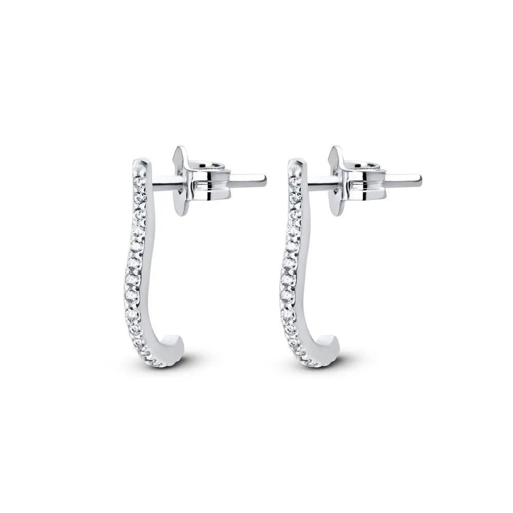 Brinco Prata Filete em Zircônia