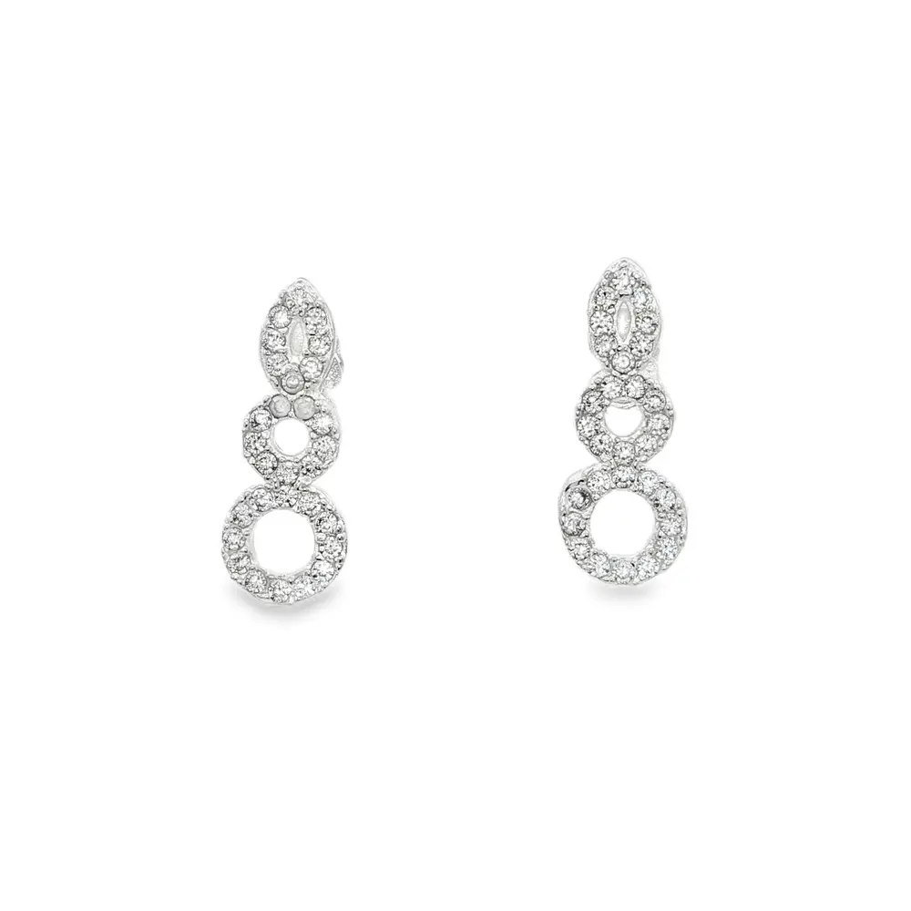 Brinco Prata Círculos com Zircônias