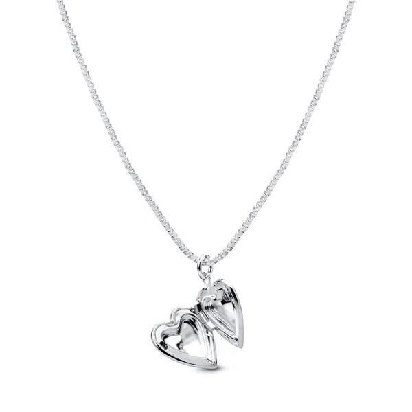 Colar Relicário Prata Leve Coração Trabalhado